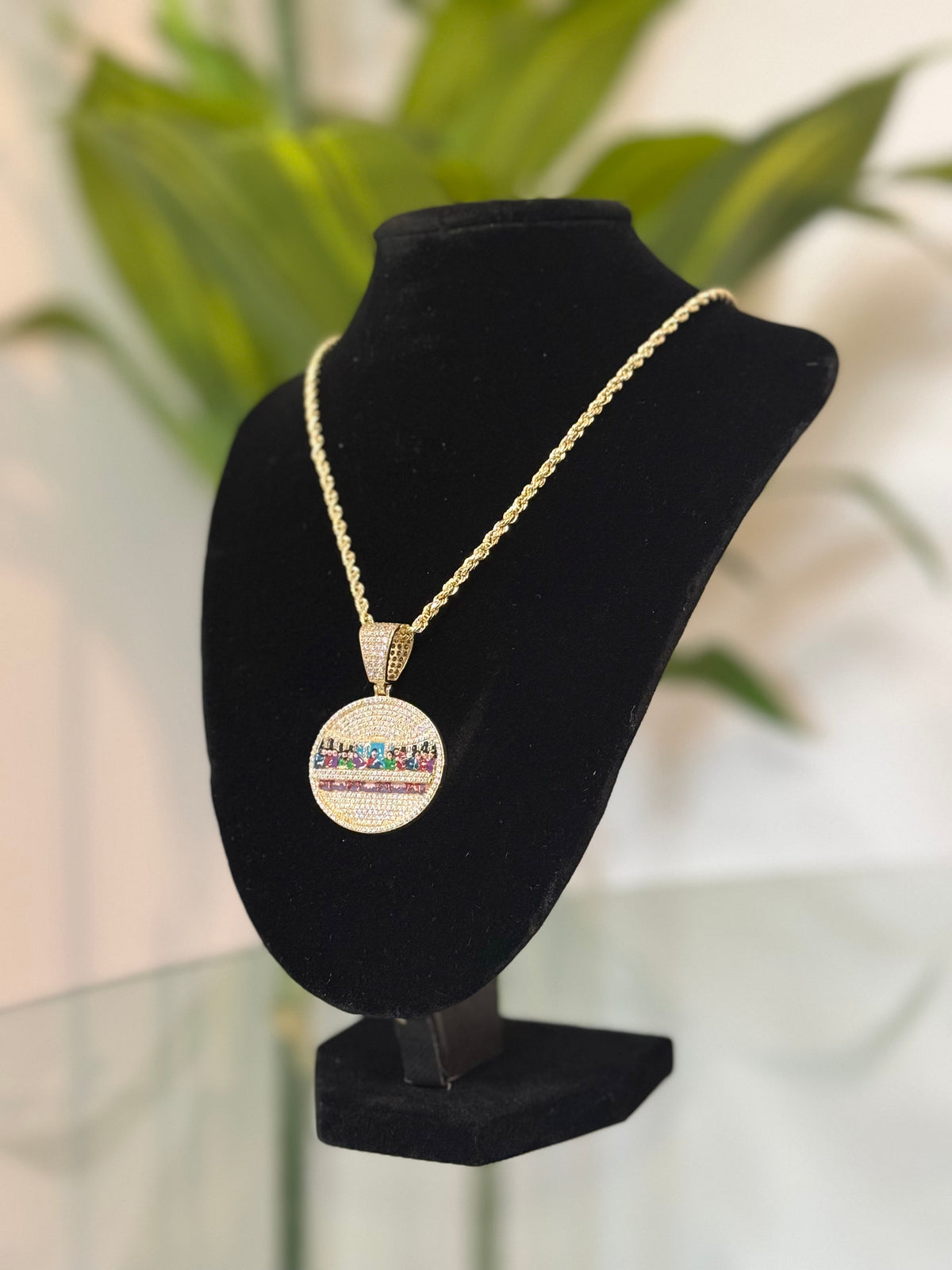 14K Gold Rope Chain & Pendant