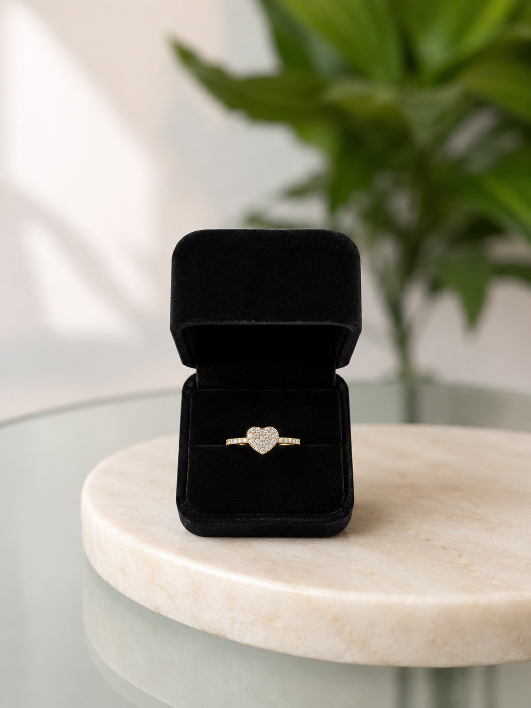 14K Gold Heart Diamond Ring
