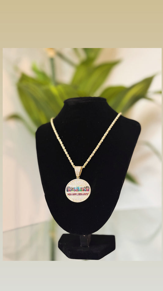 14K Gold Rope Chain & Pendant