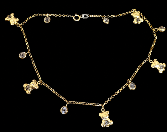14K Gold Teddy Bear Charm Anklet