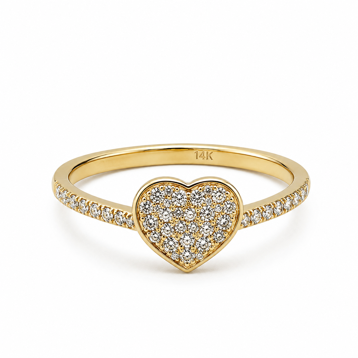 14K Gold Heart Diamond Ring